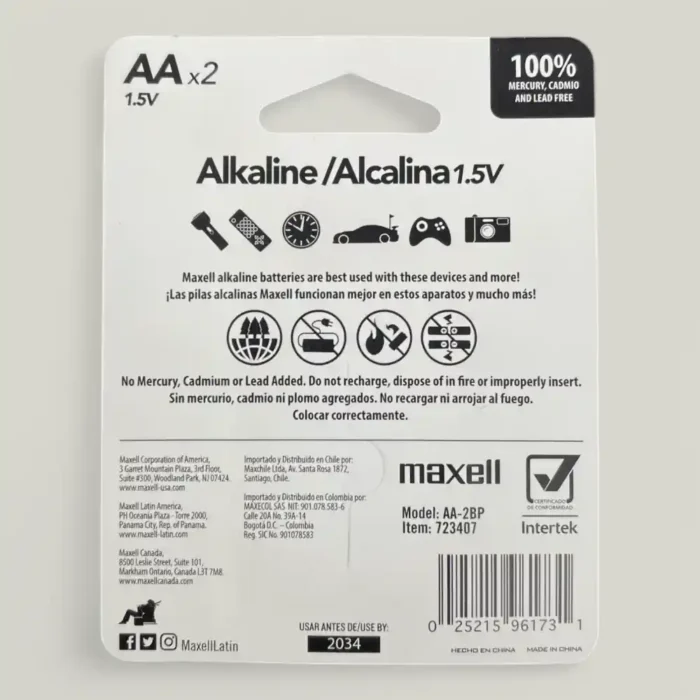 PILA MAXELL AA X2 ALKALINA AA-2BP (BOX X48) - Imagen 2