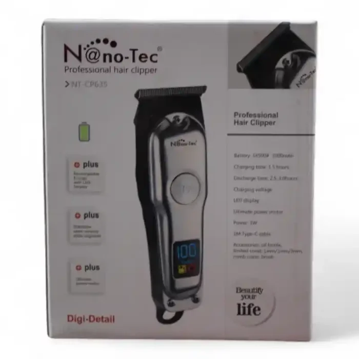 MÁQUINA PATILLERA NANOTEC RECARGABLE DIGITAL NT-CP635 (BOX X20) - Imagen 1