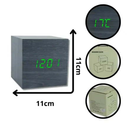 RELOJ CUBO MADERA WOODEN CLOCK 1293