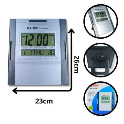 RELOJ PARED CUADRADO KADIO KD-3810N (BOX X30)
