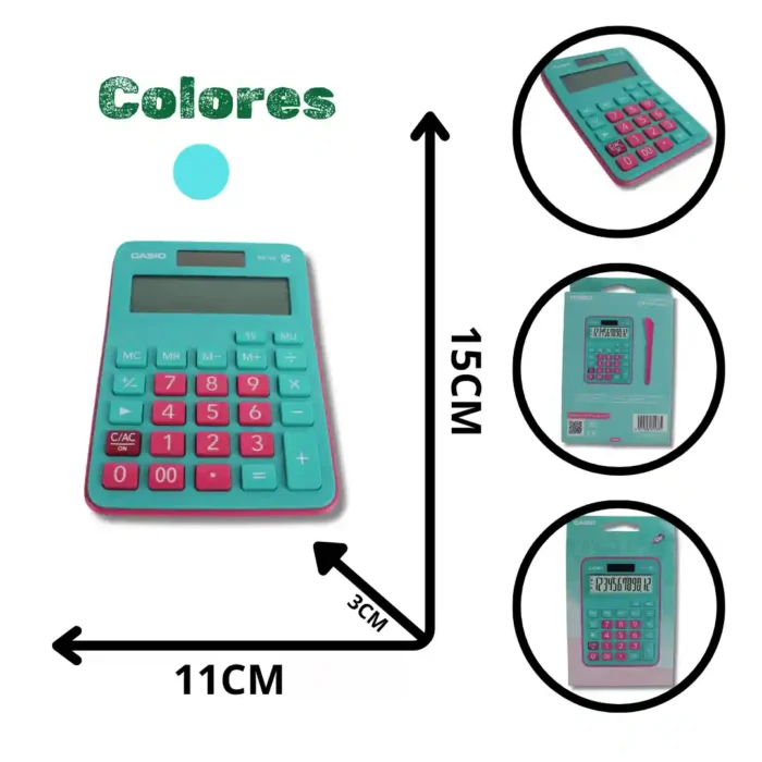 CALCULADORA CASIO MX-12B-LB MX-12B-GN MX-12B- GNRD - Imagen 1