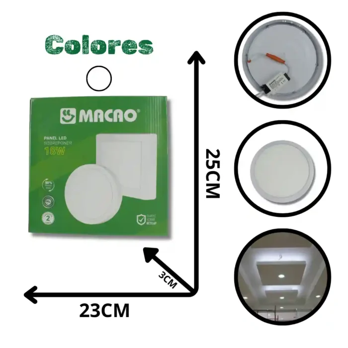 PANEL REDONDO SOBREPONER MACAO MC-MBAL-SPR-18W - Imagen 1