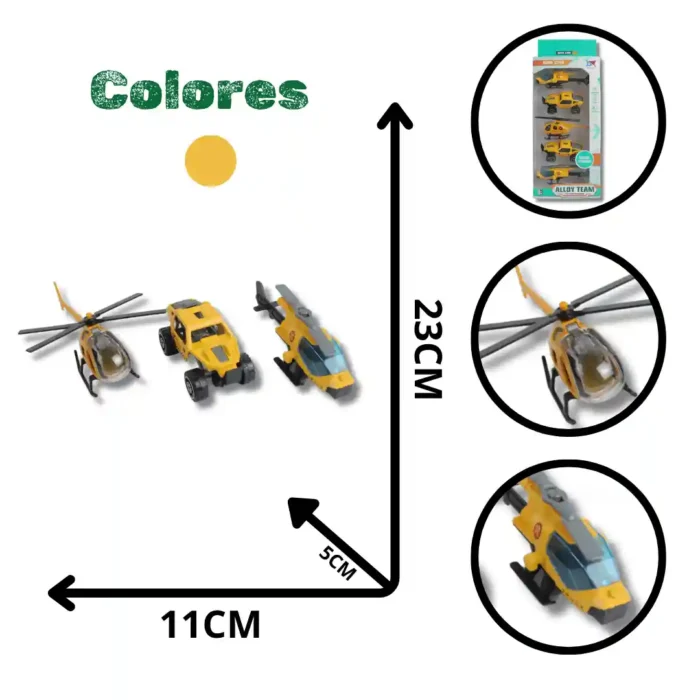 SET DE HELICÓPTEROS Y CARROS X5 MG32522 - Imagen 1