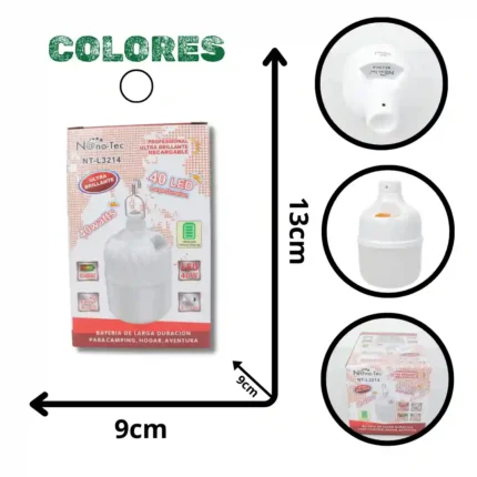 BOMBILLO RECARGABLE 40W NANOTEC NT-L3214 (BOX X120)