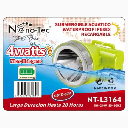 LINTERNA MINERA ACUÁTICA NANOTEC NT-L3164 (X100)