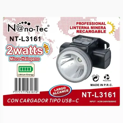 LINTERNA MINERA NANOTEC NT-L3161 (X100)